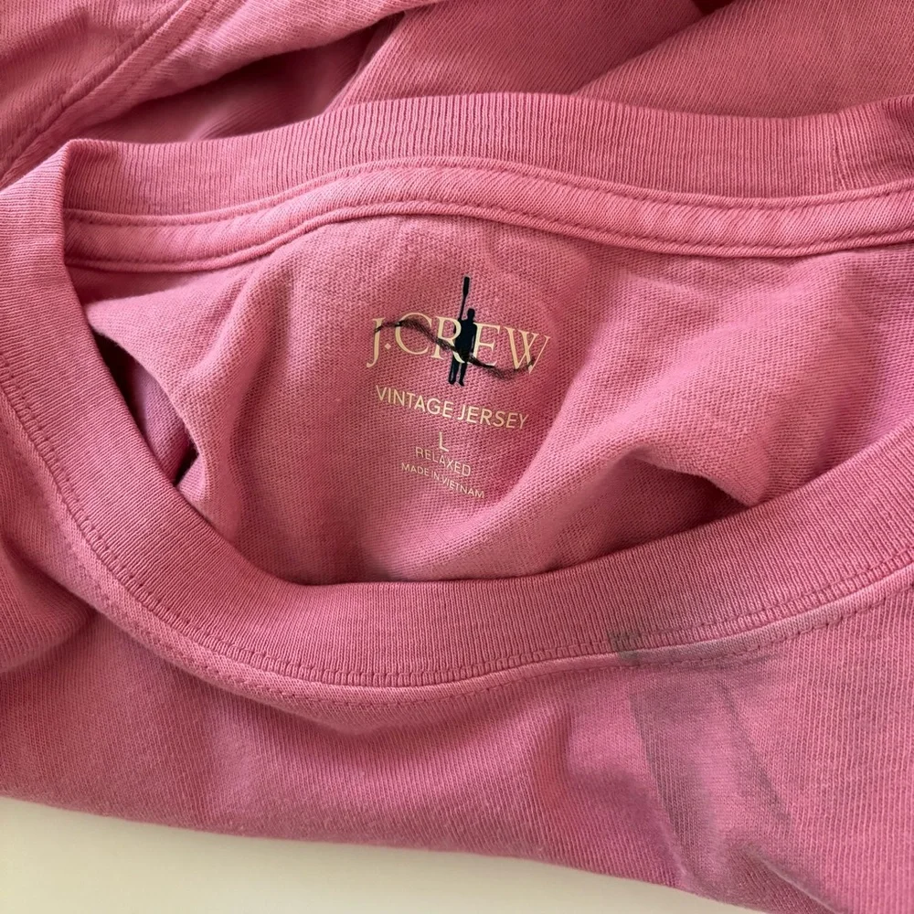 NWT J. Crew Vintage-wash Cotton Pocket T-shirt Vintage Barn Pink